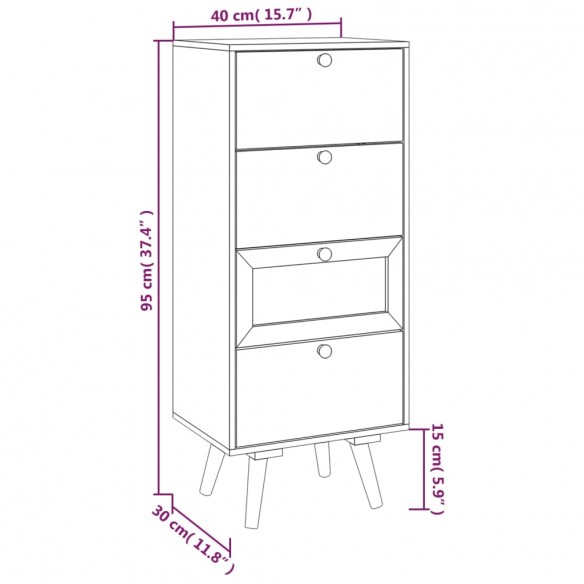 Buffet haut avec tiroirs 40x30x95 cm bois d'ingénierie