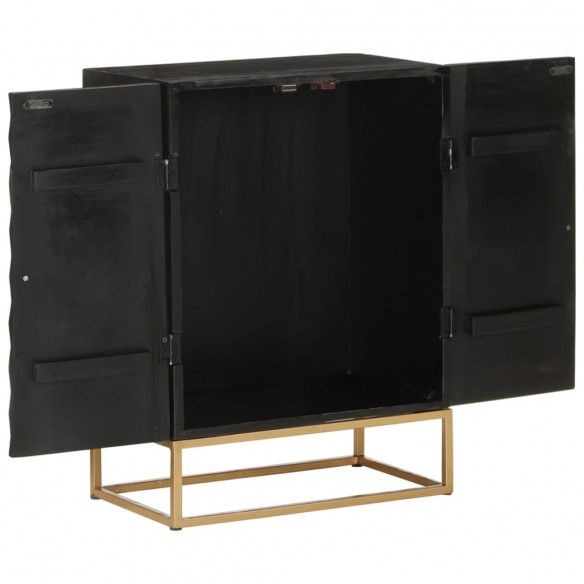 Buffet Noir 55x34x75 cm Bois massif de manguier et fer