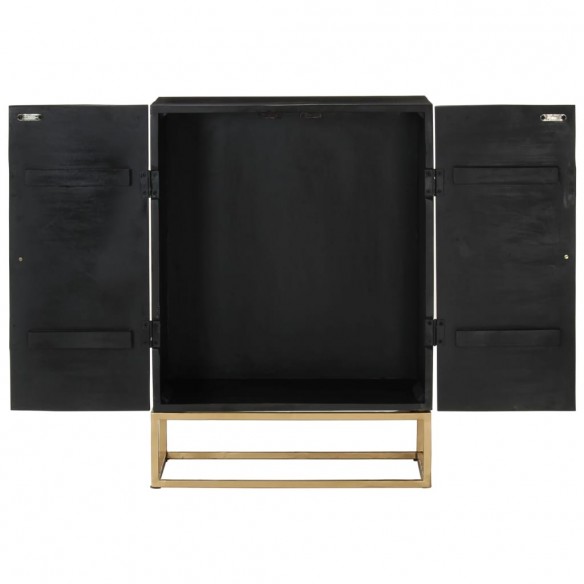 Buffet Noir 55x34x75 cm Bois massif de manguier et fer