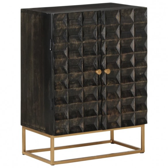 Buffet Noir 55x34x75 cm Bois massif de manguier et fer