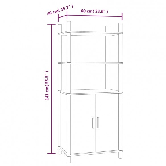 Buffet haut Noir 60x40x141 cm Bois d'ingénierie