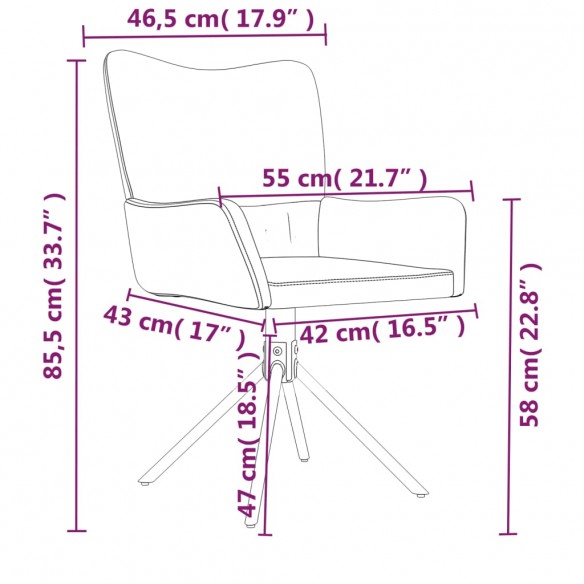 Chaises pivotantes à manger lot de 2 Rose Velours