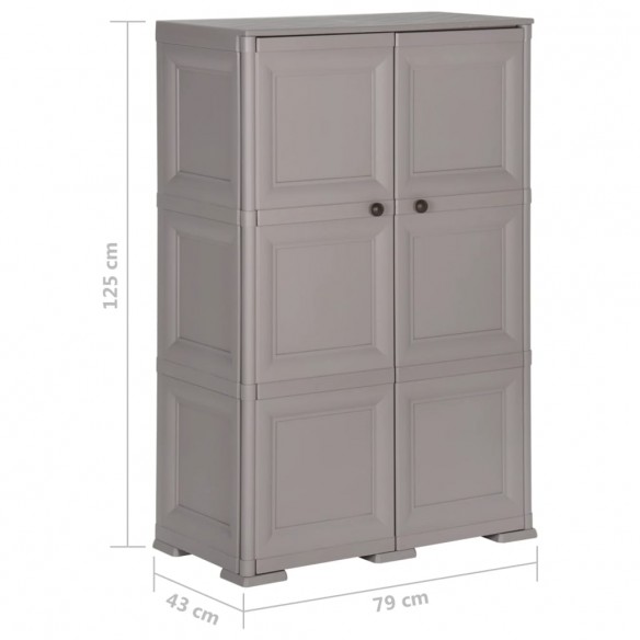 Armoire en plastique 79x43x125 cm Design de bois Gris