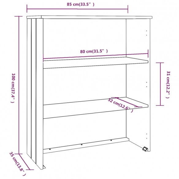 Dessus de buffet HAMAR Gris clair 85x35x100 cm Bois de pin