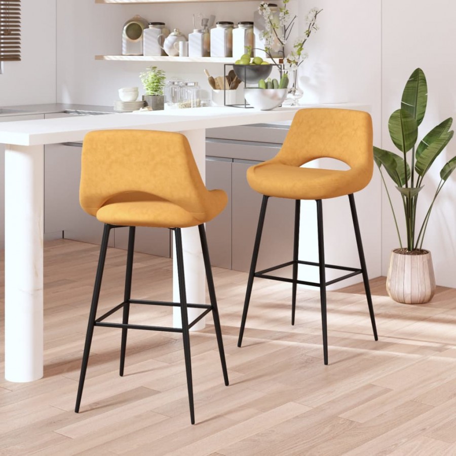 Tabourets de bar lot de 2 marron velours