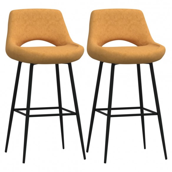 Tabourets de bar lot de 2 marron velours