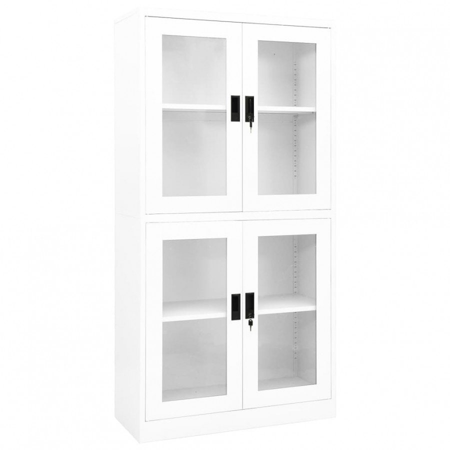 Armoire de bureau Blanc 90x40x180 cm Acier et verre trempé