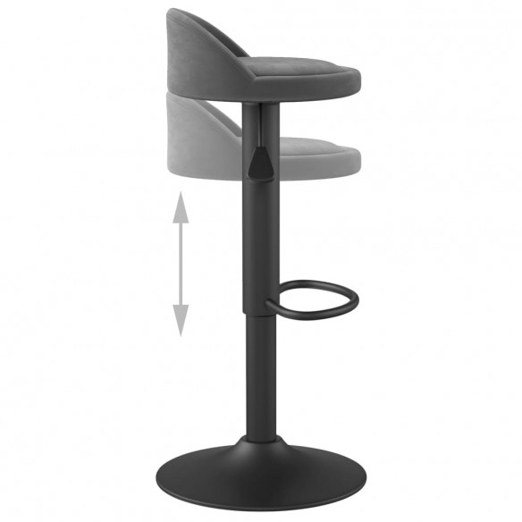 Tabourets de bar lot de 2 gris foncé velours