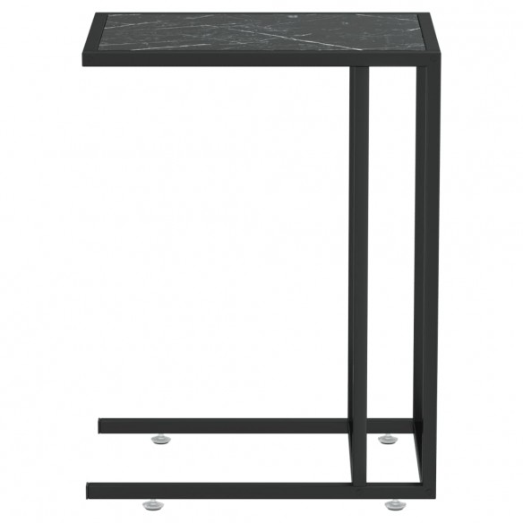 Table d'appoint ordinateur Marbre noir 50x35x65 cm Verre trempé