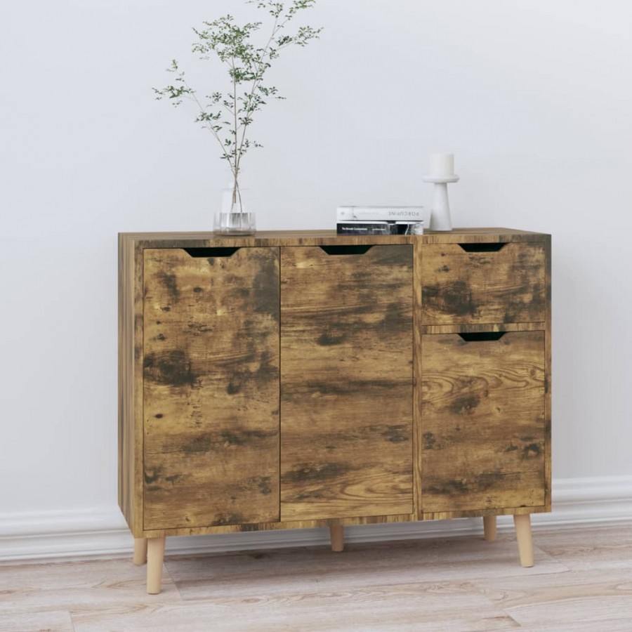 Buffet chêne fumé 90x30x72 cm bois d'ingénierie