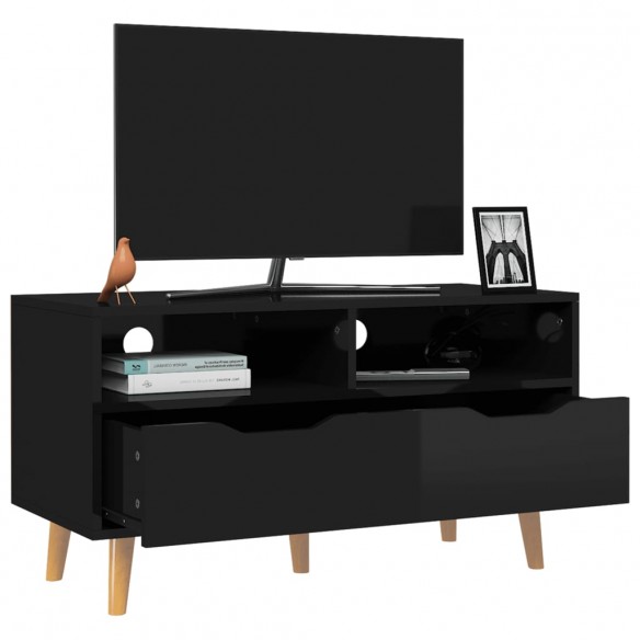 Meuble TV noir brillant 90x40x48,5 cm bois d'ingénierie