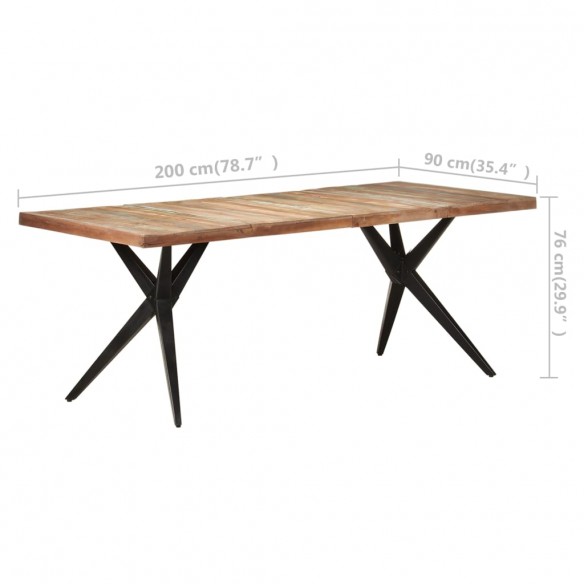 Table de salle à manger 200x90x76cm Bois de récupération solide