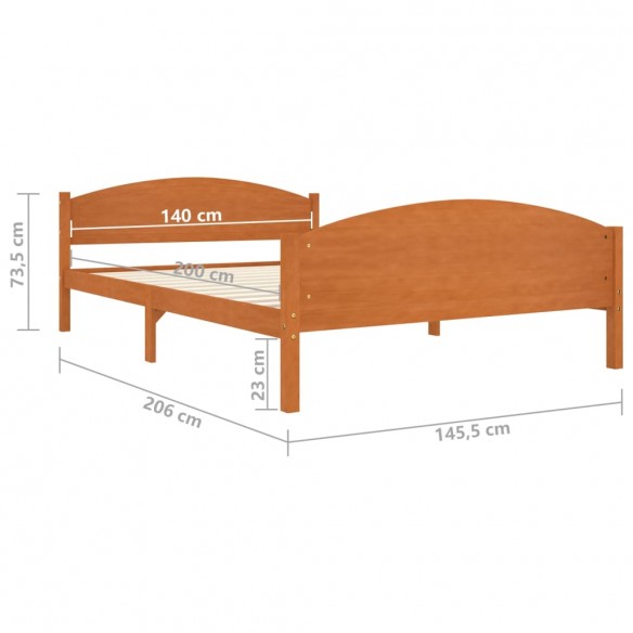 Cadre de lit Marron miel Bois de pin massif 140x200 cm