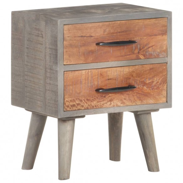 Table de chevet Gris 40x30x50 cm Bois massif de manguier brut