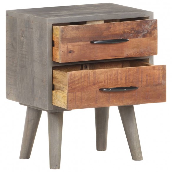 Table de chevet Gris 40x30x50 cm Bois massif de manguier brut