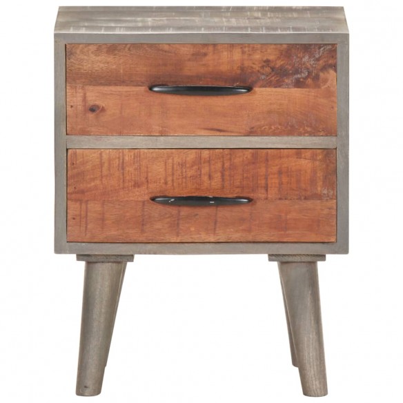 Table de chevet Gris 40x30x50 cm Bois massif de manguier brut