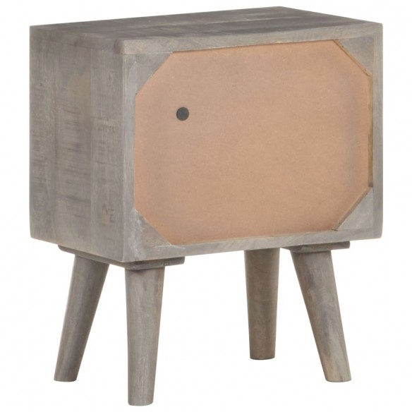 Table de chevet Gris 40x30x50 cm Bois massif de manguier brut