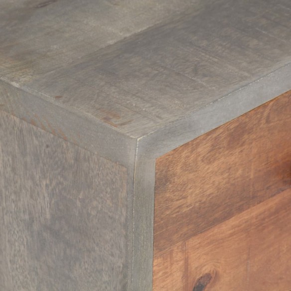 Table de chevet Gris 40x30x50 cm Bois massif de manguier brut