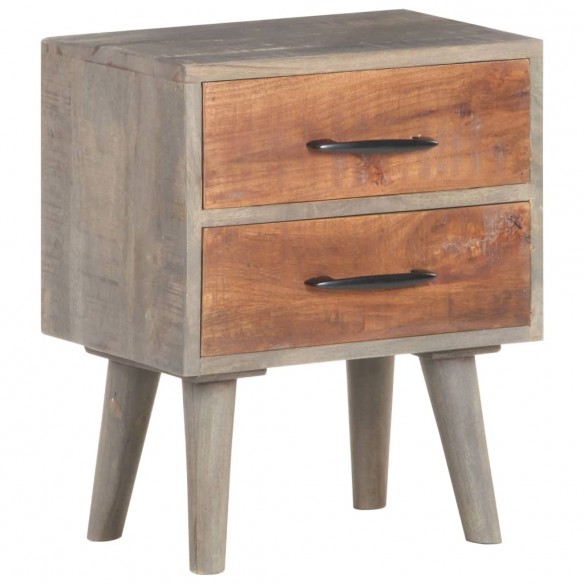 Table de chevet Gris 40x30x50 cm Bois massif de manguier brut