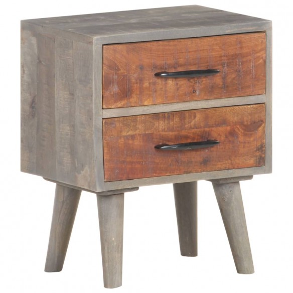 Table de chevet Gris 40x30x50 cm Bois massif de manguier brut