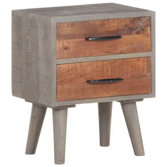 Table de chevet Gris 40x30x50 cm Bois massif de manguier brut