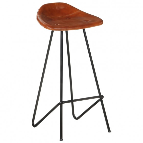 Tabourets de bar lot de 2 marron cuir véritable