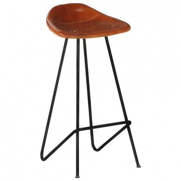 Tabourets de bar lot de 2 marron cuir véritable