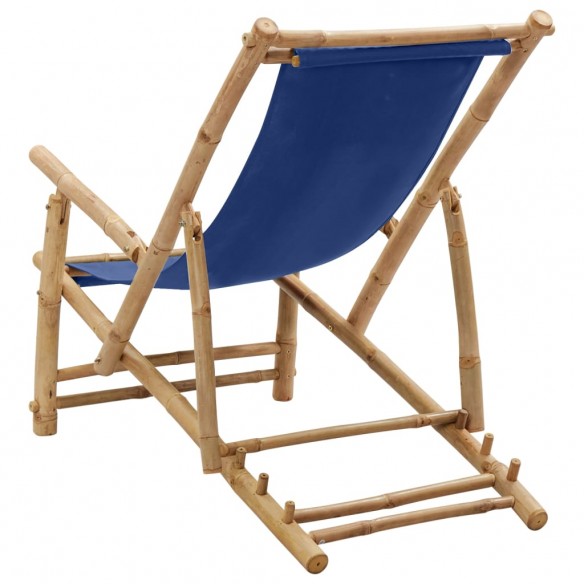 Chaise de terrasse Bambou et toile Bleu marine