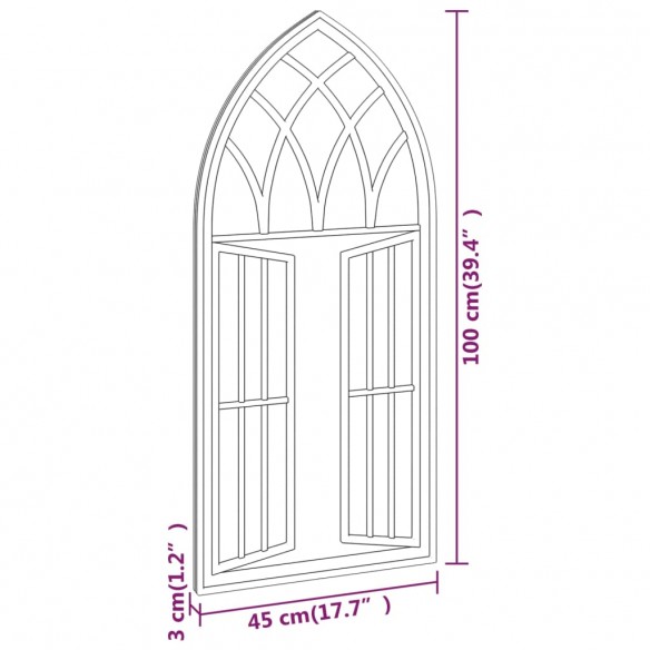 Miroir de jardin Noir 100x45 cm Fer pour utilisation extérieure