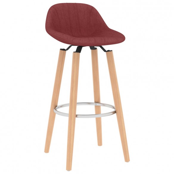 Tabourets de bar lot de 2 rouge bordeaux tissu