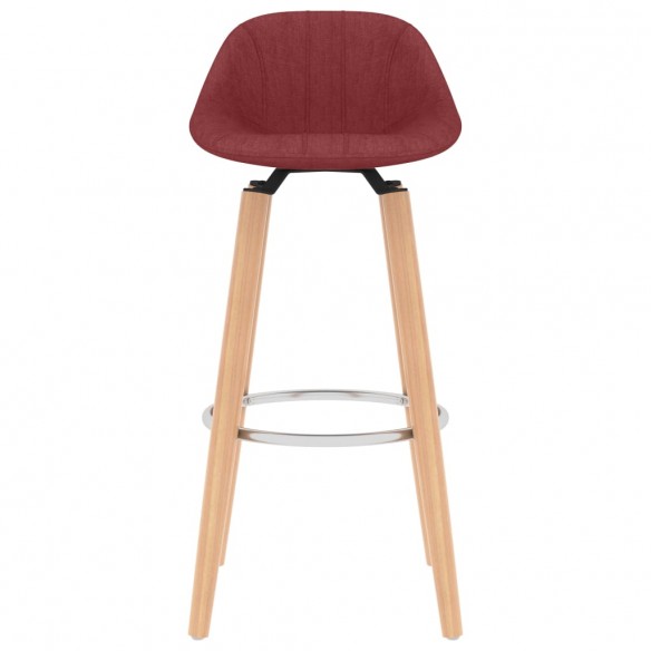 Tabourets de bar lot de 2 rouge bordeaux tissu