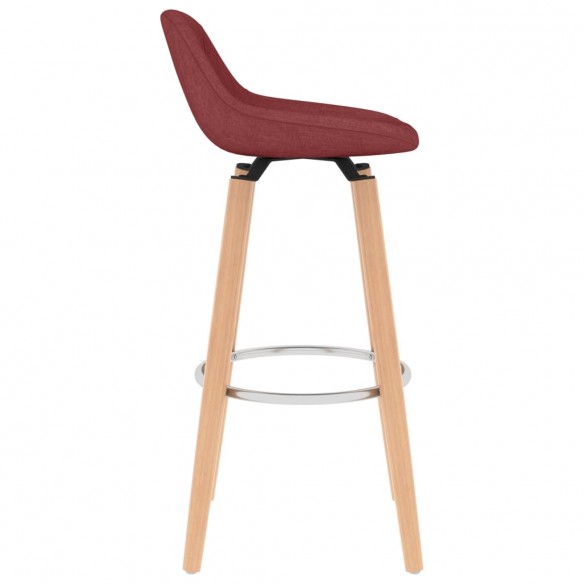 Tabourets de bar lot de 2 rouge bordeaux tissu