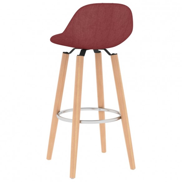 Tabourets de bar lot de 2 rouge bordeaux tissu