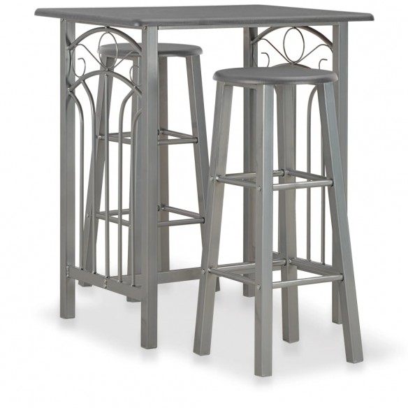 Ensemble de bar 3 pcs Bois et acier Anthracite