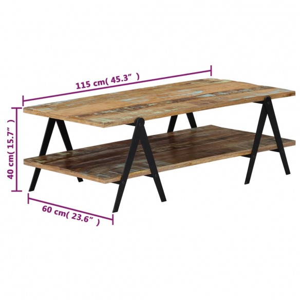 Table basse 115x60x40 cm Bois de récupération massif