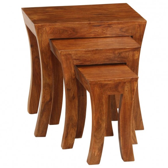 Table gigogne 3 pcs Bois massif d'acacia 50x35x50 cm Marron