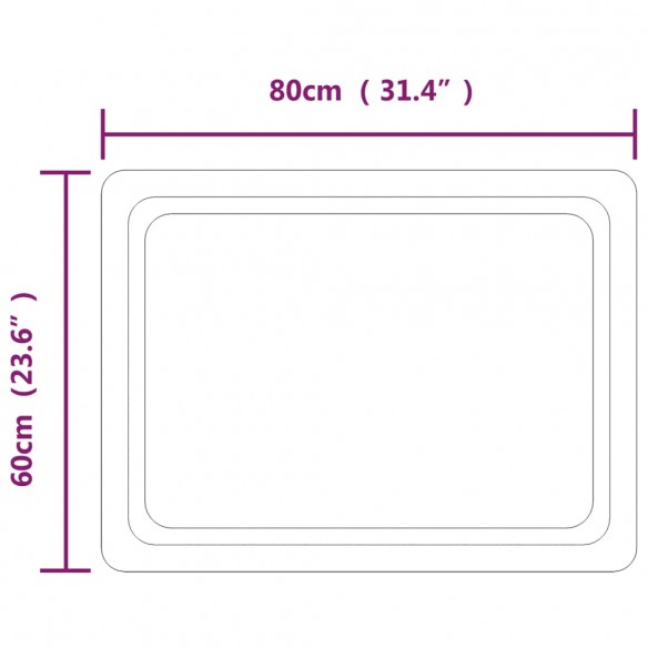 Miroir de salle de bain à LED 80x60 cm