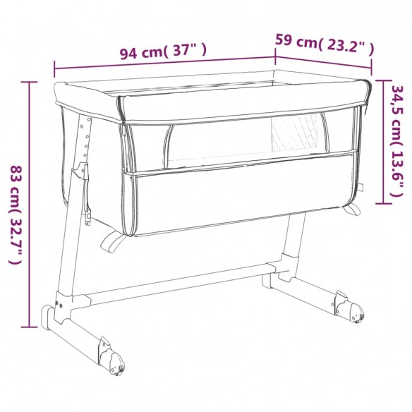 Lit pour bébé avec matelas Bleu marine Tissu de lin