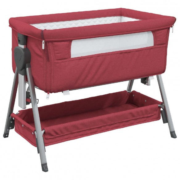 Lit pour bébé avec matelas Rouge Tissu de lin