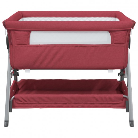 Lit pour bébé avec matelas Rouge Tissu de lin