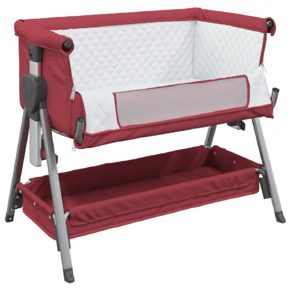 Lit pour bébé avec matelas Rouge Tissu de lin