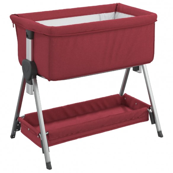 Lit pour bébé avec matelas Rouge Tissu de lin