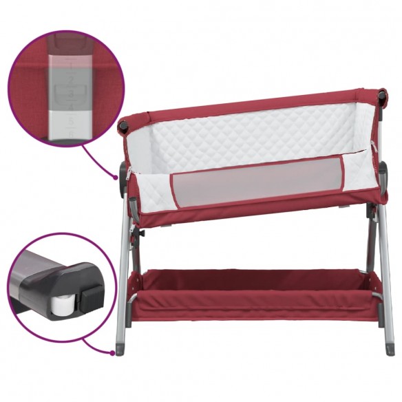 Lit pour bébé avec matelas Rouge Tissu de lin