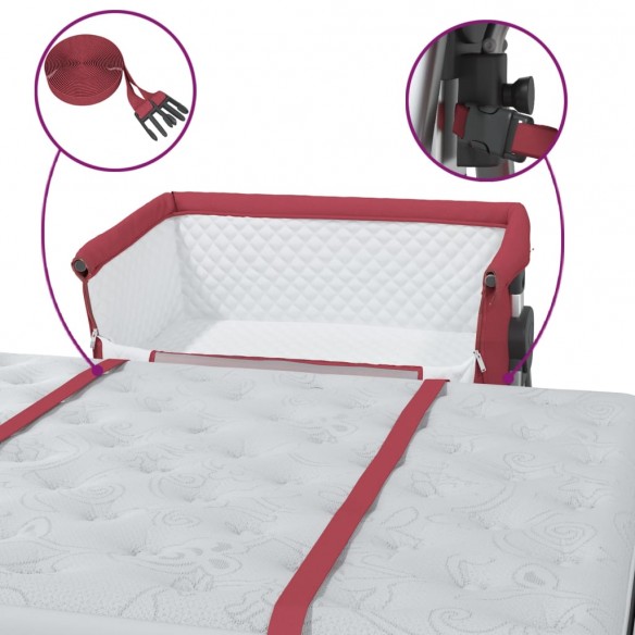 Lit pour bébé avec matelas Rouge Tissu de lin