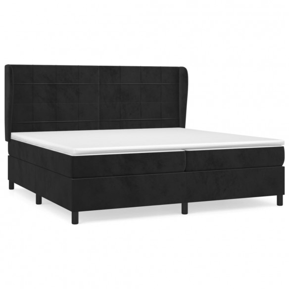 Cadre de lit et matelas Noir 200x200 cm Velours