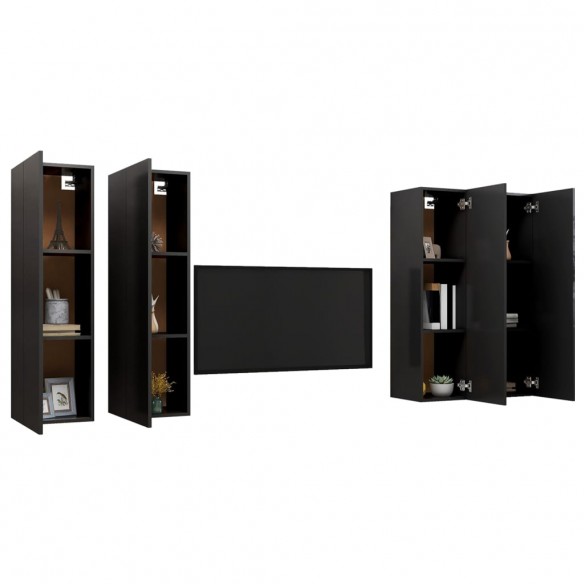 Meubles TV 4 pcs Noir 30,5x30x110 cm Aggloméré