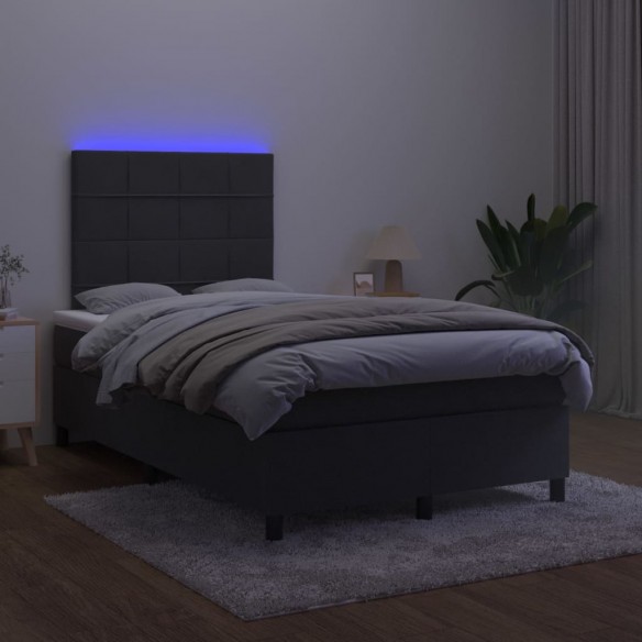 Cadre de lit matelas et LED Noir 120x200 cm Velours