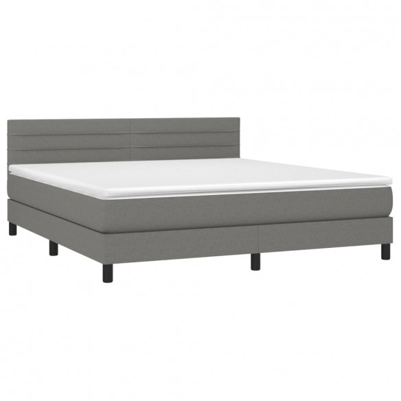 Cadre de lit et matelas et LED Gris foncé 160x200 cm