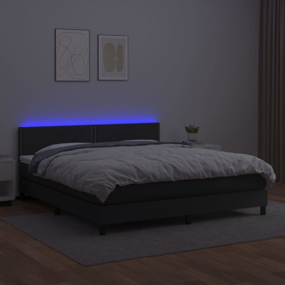 Cadre de lit avec matelas et LED Noir 160x200cm