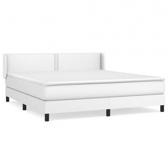 Cadre de lit avec matelas Blanc 160x200cm Similicuir